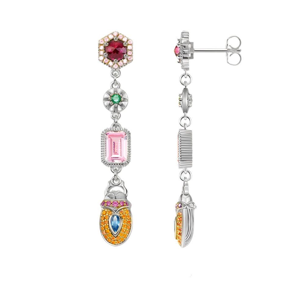 Colourful Scarab Drop Earrings