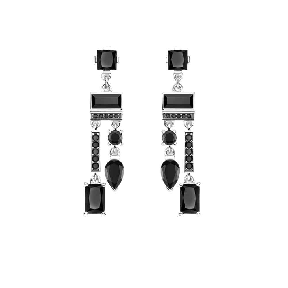 Drop Earrings Black Mix of Shapes