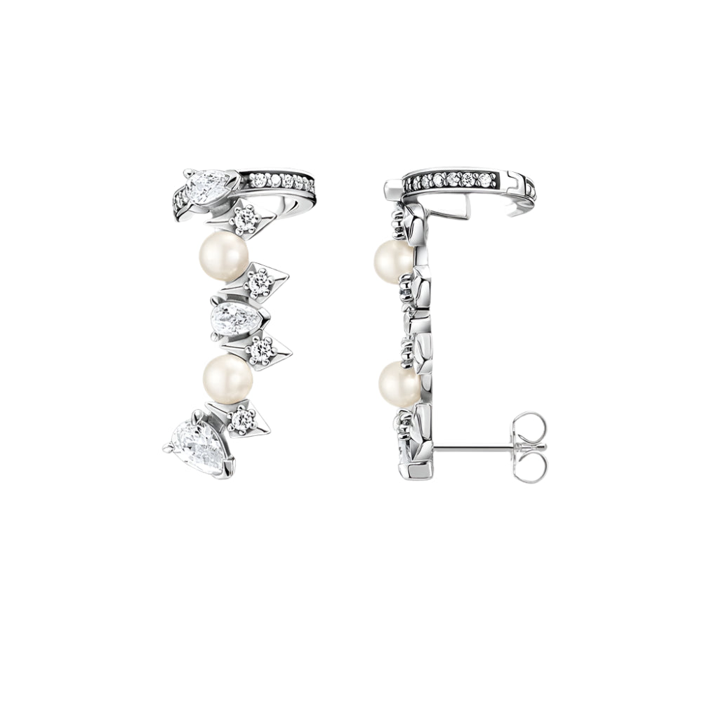 Stud Earrings Pearls and Ice Crystals
