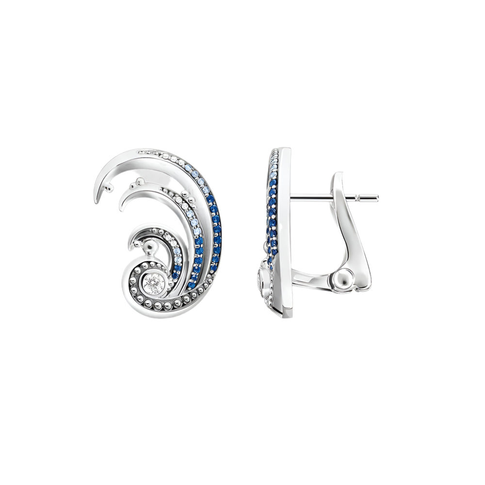 Ear Clip Wave With Blue Stones