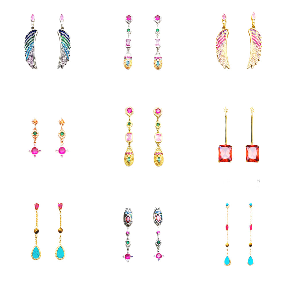 Drop Earrings Scarab Motif Water