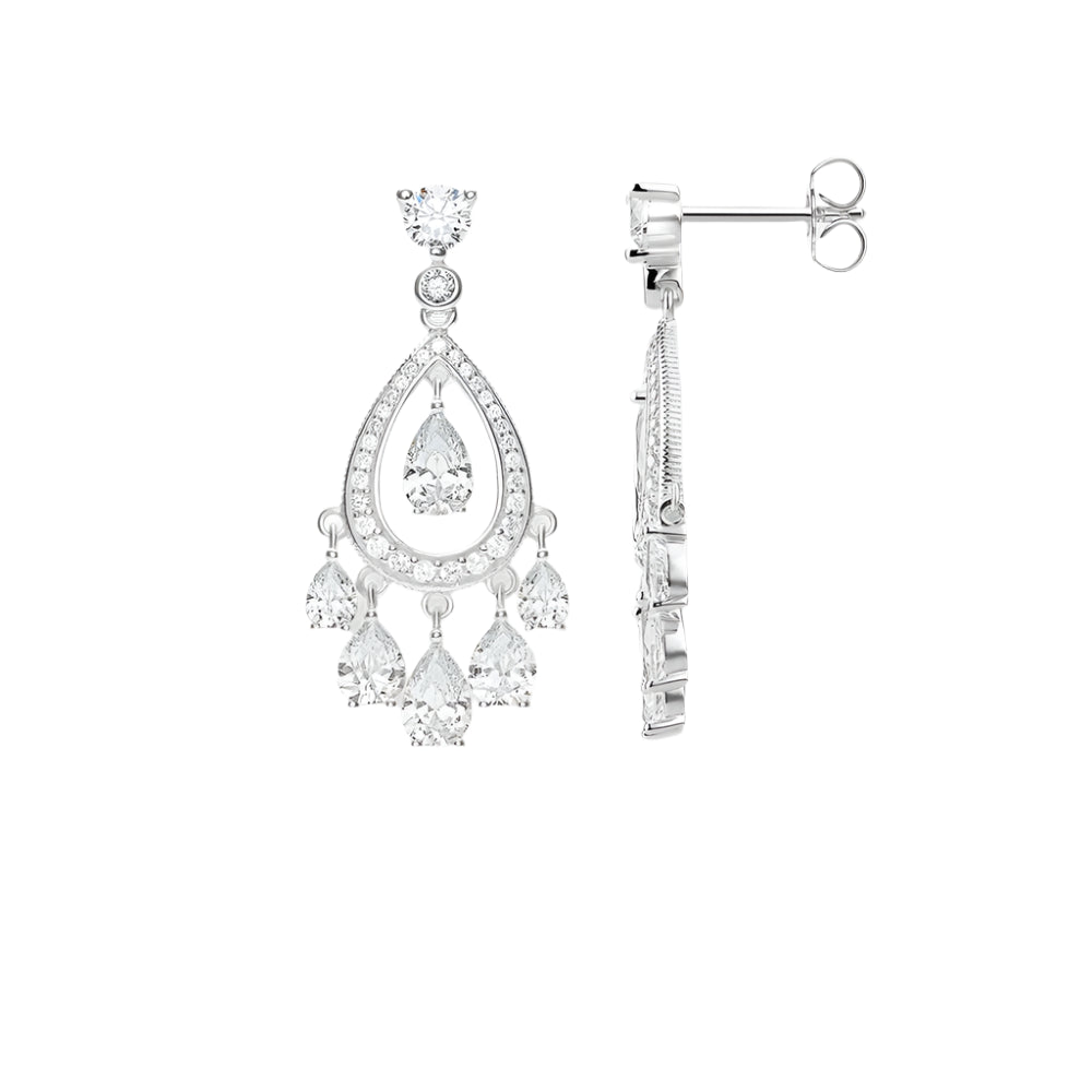 White Stone Water Tear Drop Stud