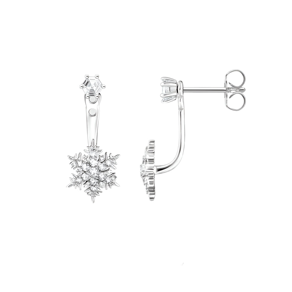 Snowflake with White Stones Ear Studs