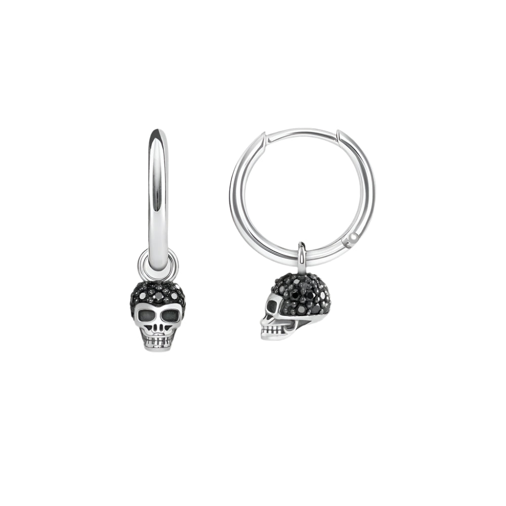 Pave Skull Creole Earrings,