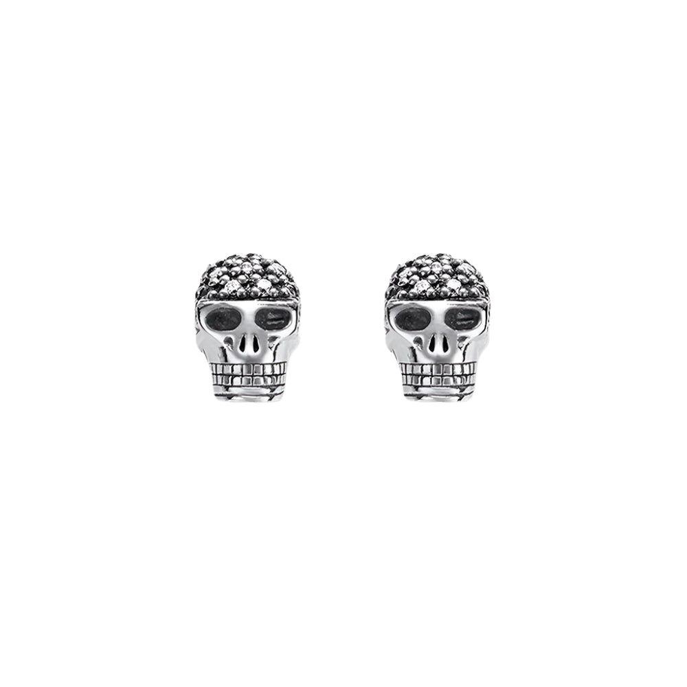 Blackened Skull Stud Earrings