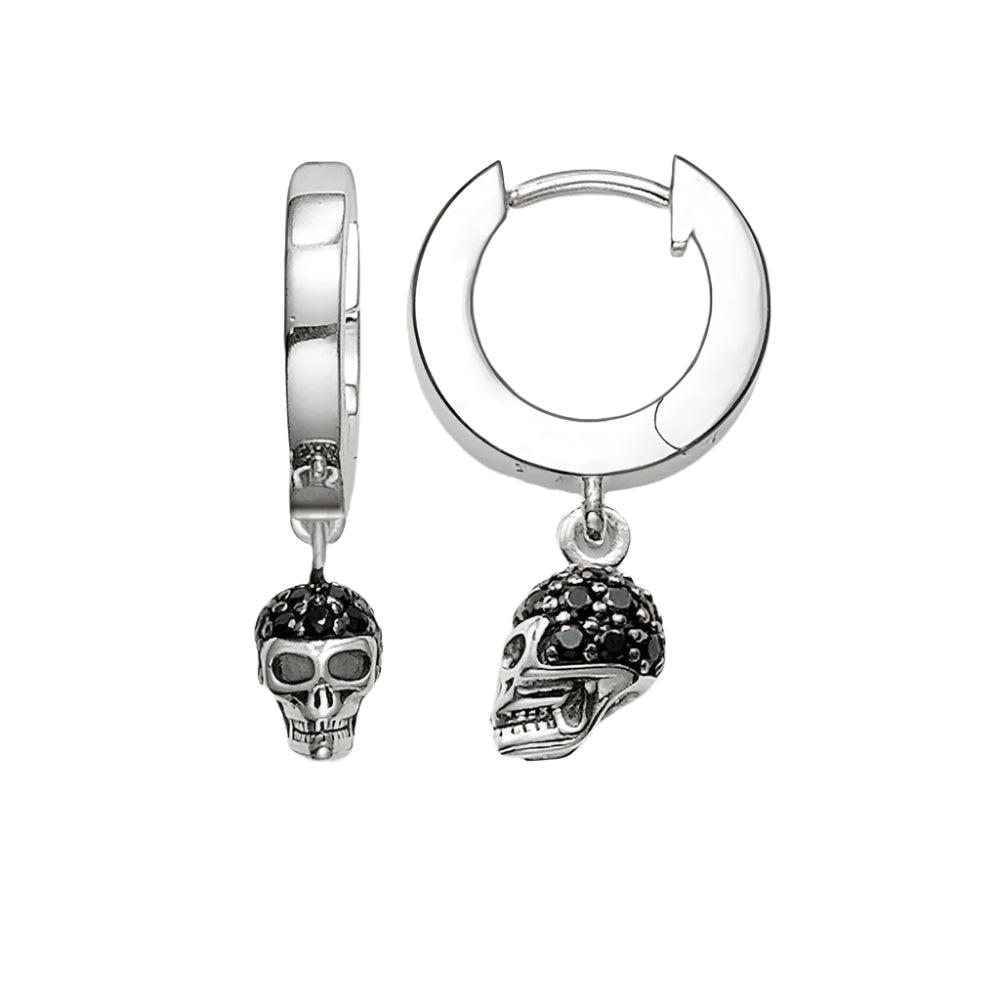 Hinged Hoop Earrings Skull