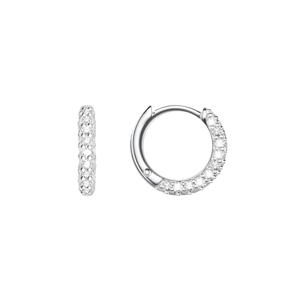 Stone Set Mini Hinged Hoops Earrings