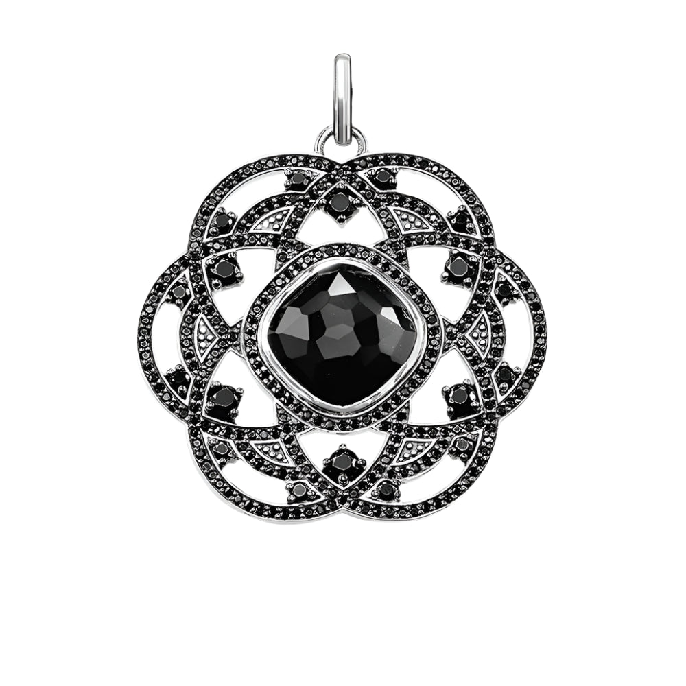 Black Rose Flower Pendant