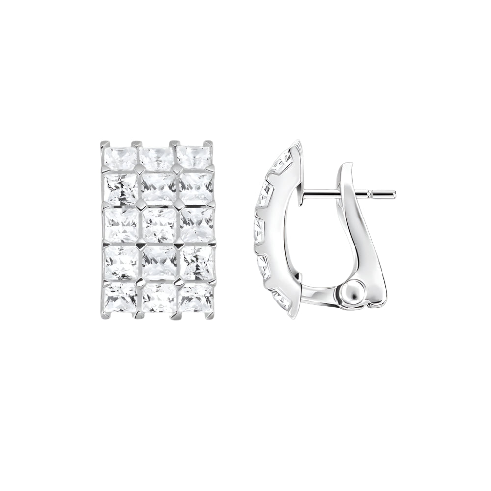 White Zircon Creole Earrings