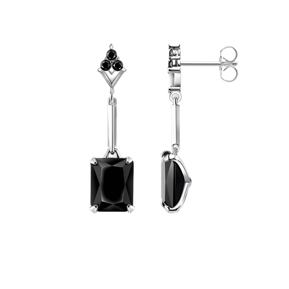Drop Earrings Black Stones
