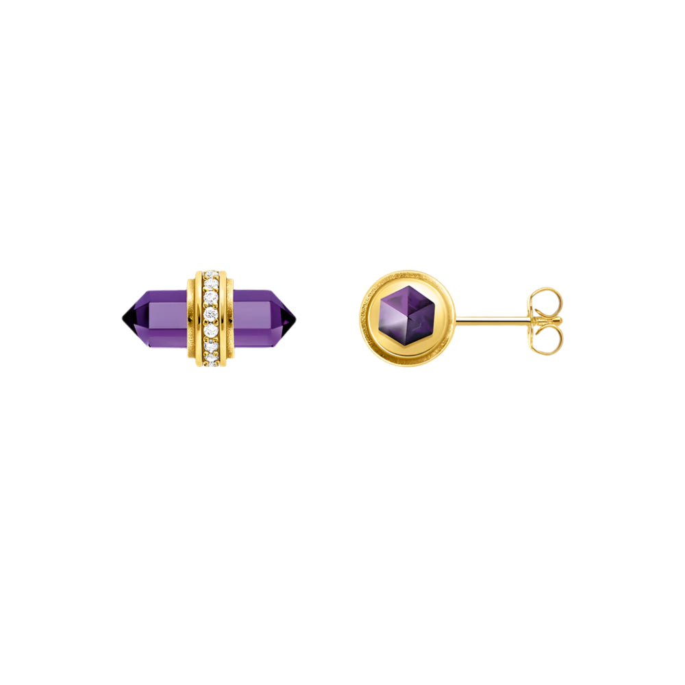 Imitation Amethyst Stone Ear stud