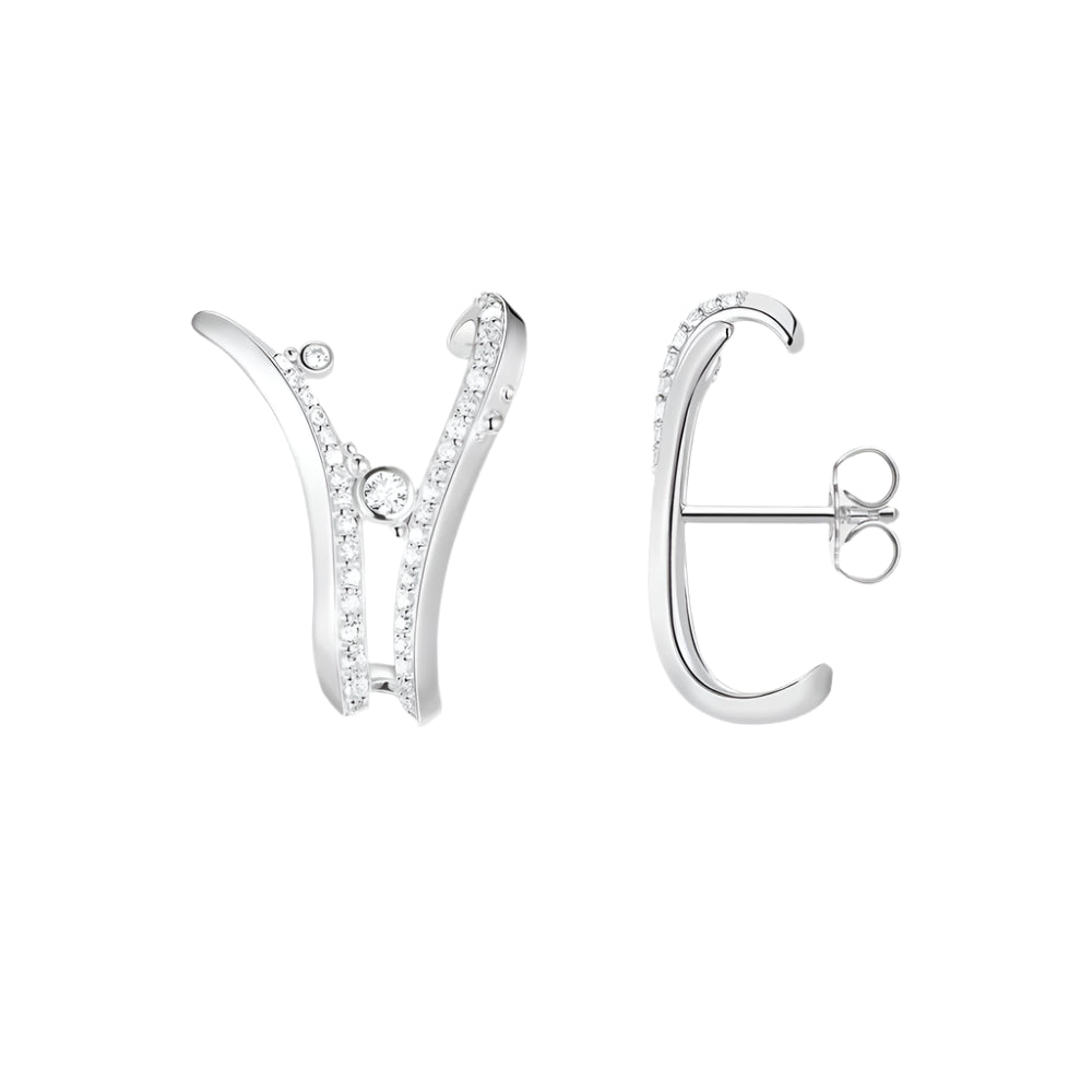 Ear Studs Wave With Stones,