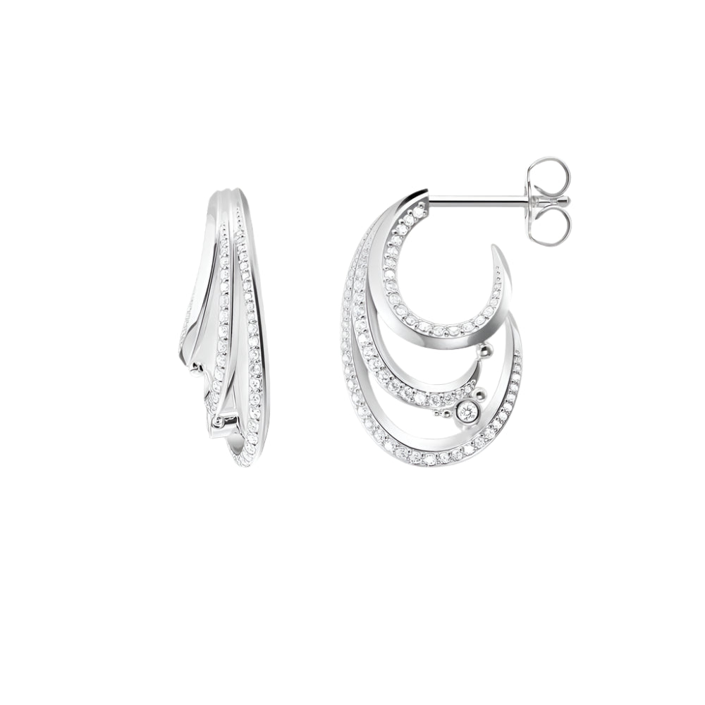 Earrings Wave With White Stones