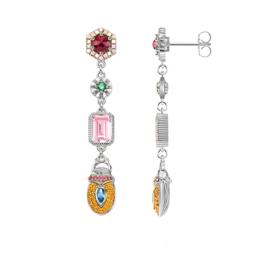 Colourful Scarab Drop Earrings