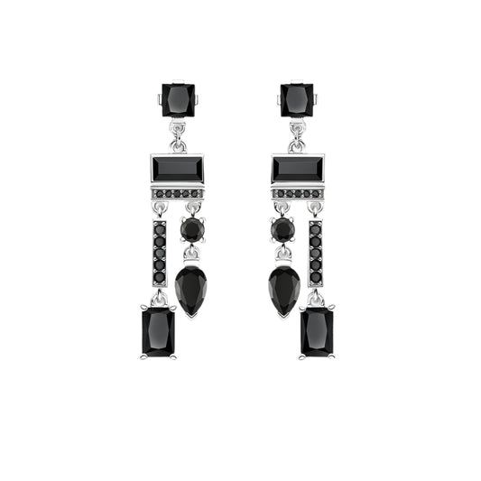 Drop Earrings Black Mix of Shapes