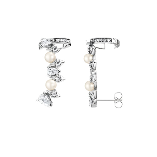 Stud Earrings Pearls and Ice Crystals
