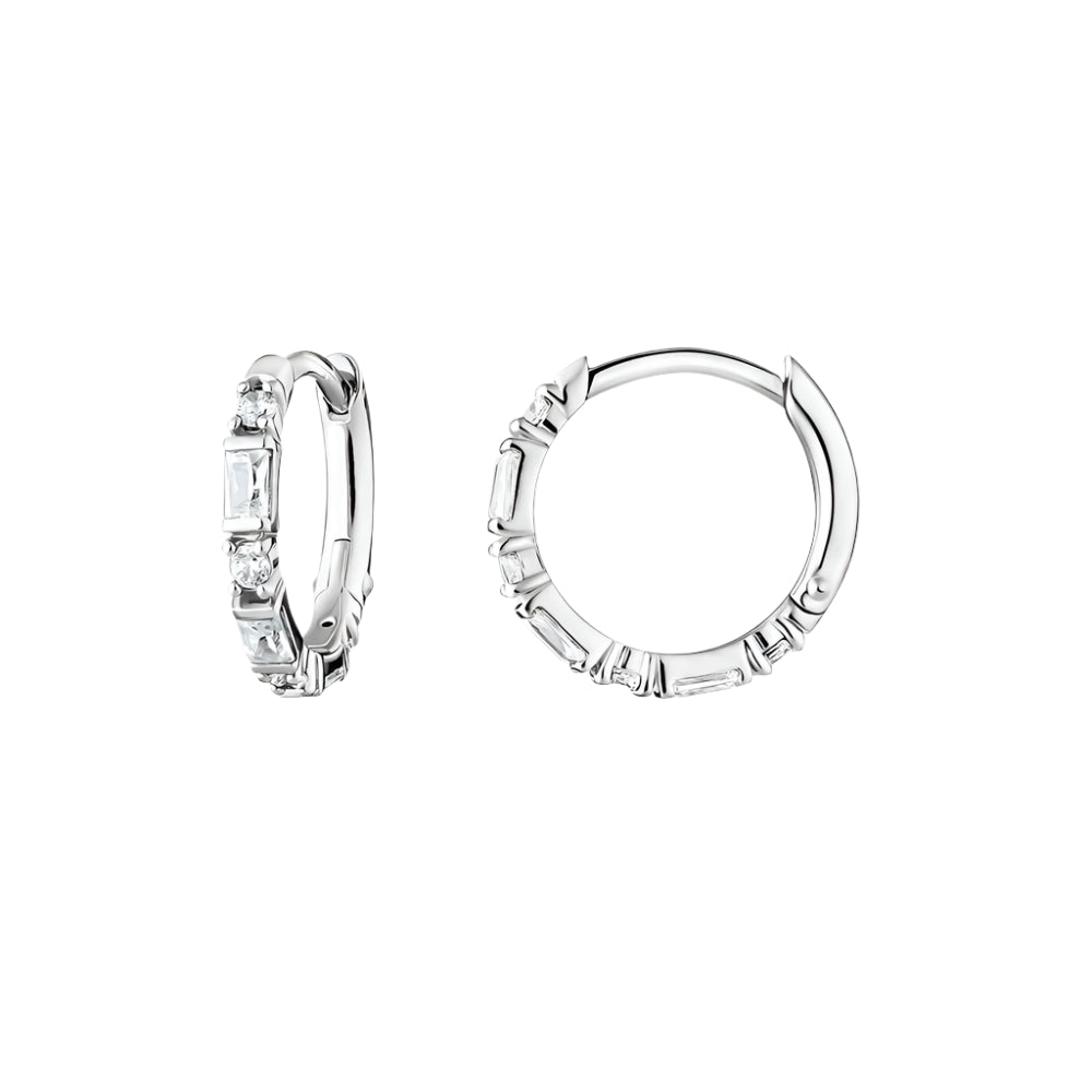White Zircon Creole  Earrings