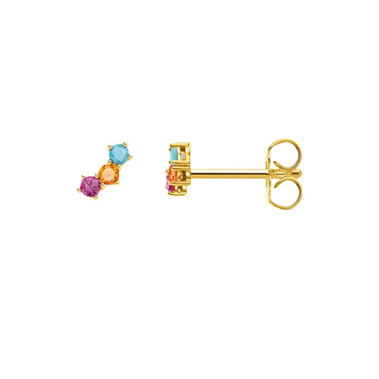 Gold Plated Ear Studs Colourful Stones