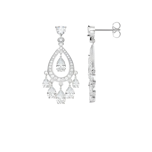 White Stone Water Tear Drop Stud