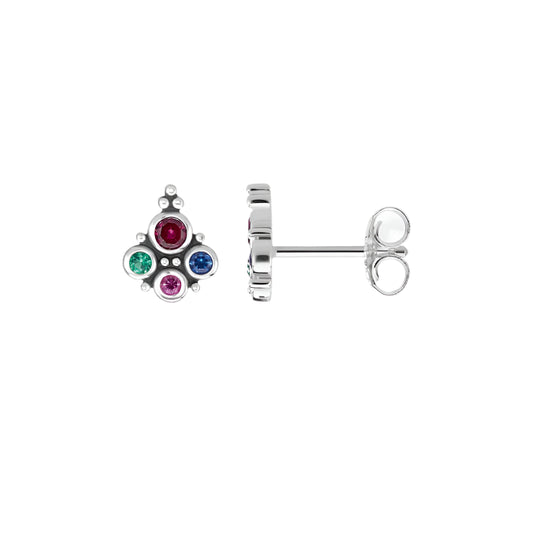 Colourful Stones Stud Earrings