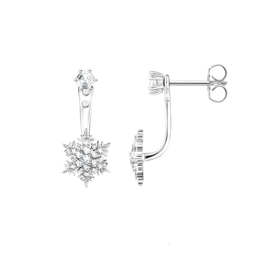 Snowflake with White Stones Ear Studs
