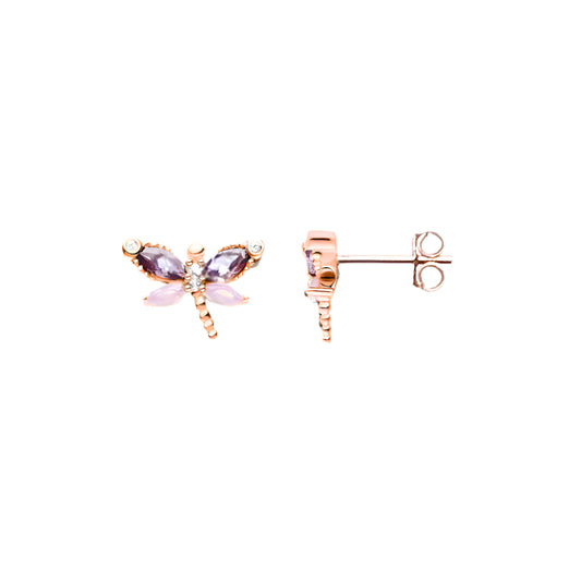 Stud Earrings Dragonfly With Stones