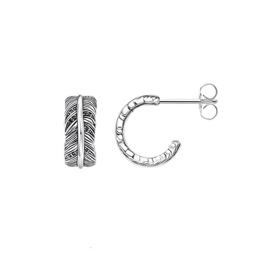 Feather Creole Hinged Hoop Earrings