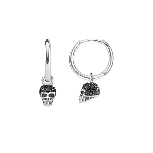 Pave Skull Creole Earrings,
