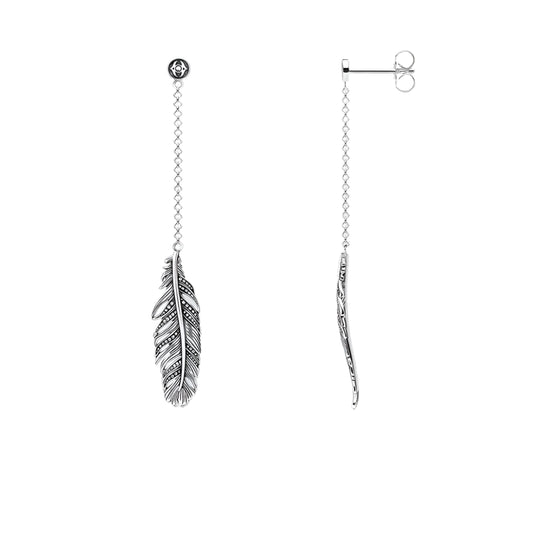 Long Feather Drop Earrings