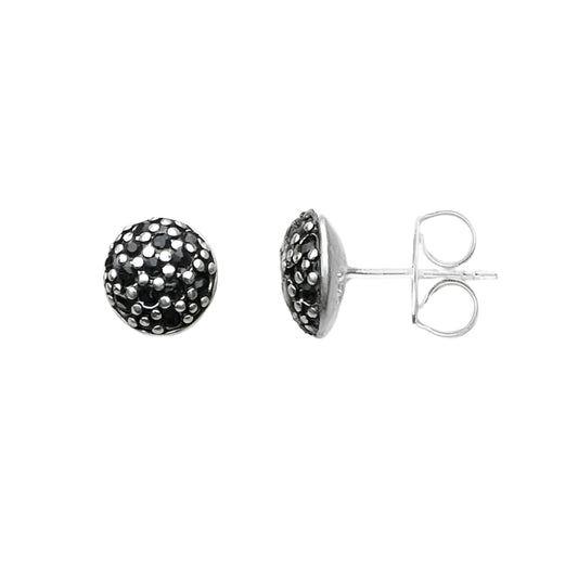 Stud Earrings Black Pave