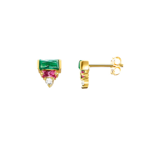 Earrings Colourful Baguette-Cut Stones