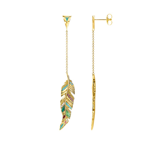 Colourful Nonchalance Feather Drop Earrings