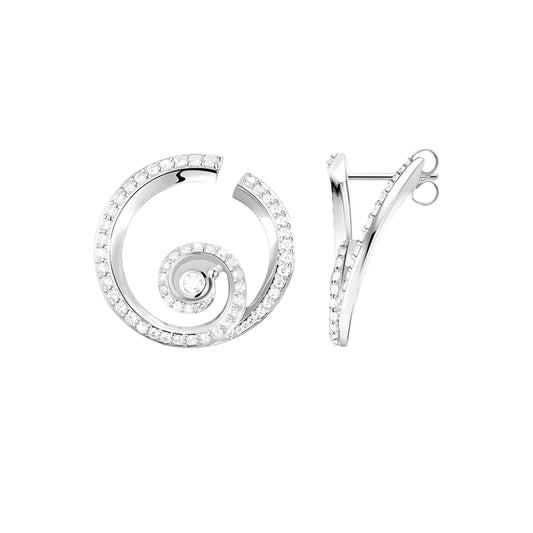 Round Wave with Stones Stud Earrings
