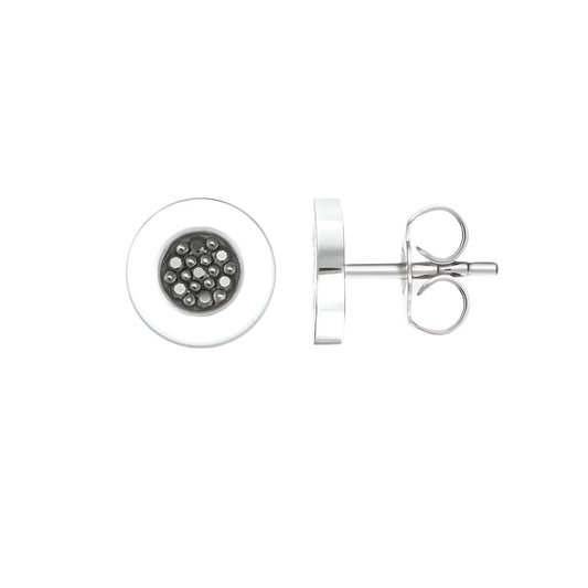 Stud Earrings Round Black