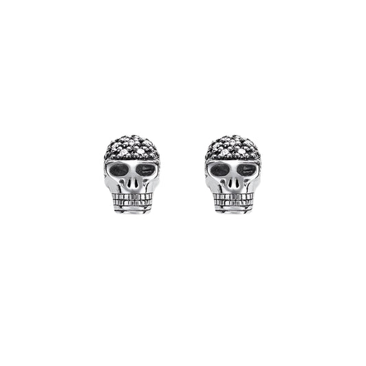 Blackened Skull Stud Earrings