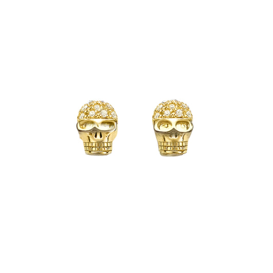 Golden Skull Pave Stud Earrings