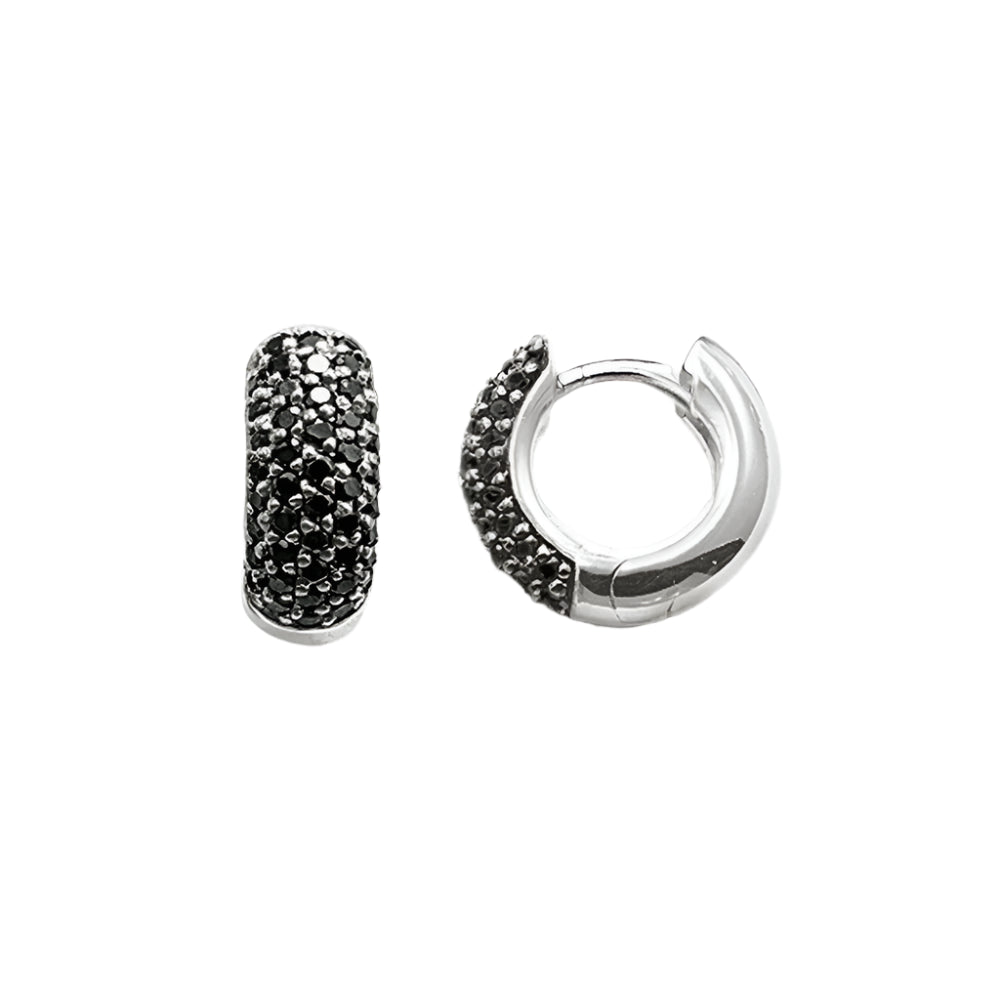 Black Creole Hinged Hoop Earrings