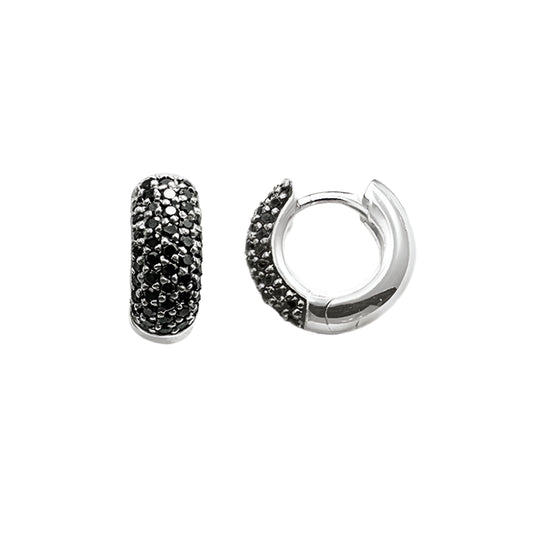 Black Creole Hinged Hoop Earrings