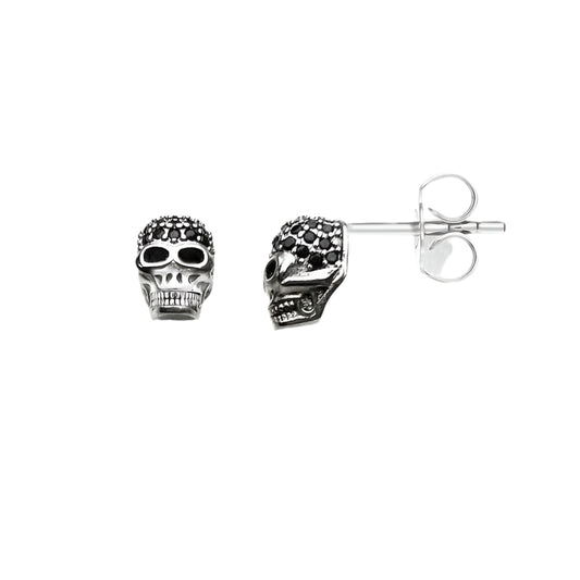 Stud Earrings Skull Pave