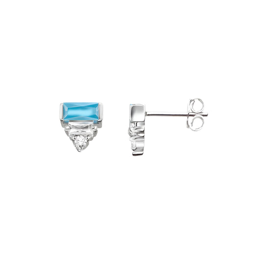 Turquoise and White Baguette-Cut Stones