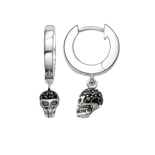 Hinged Hoop Earrings Skull
