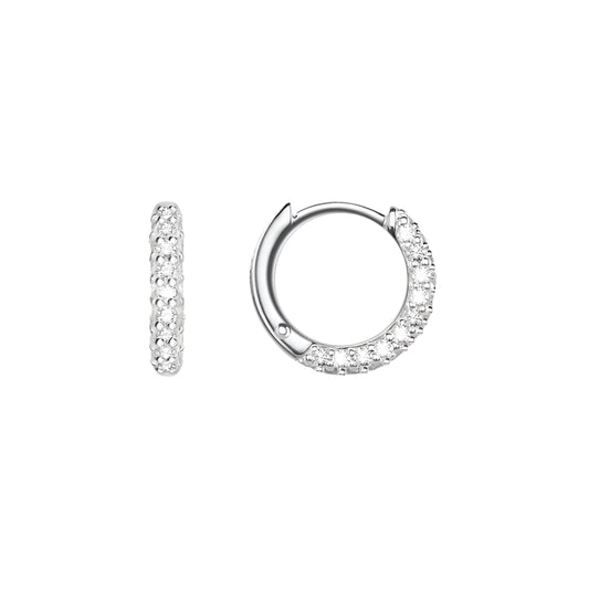 Stone Set Mini Hinged Hoops Earrings