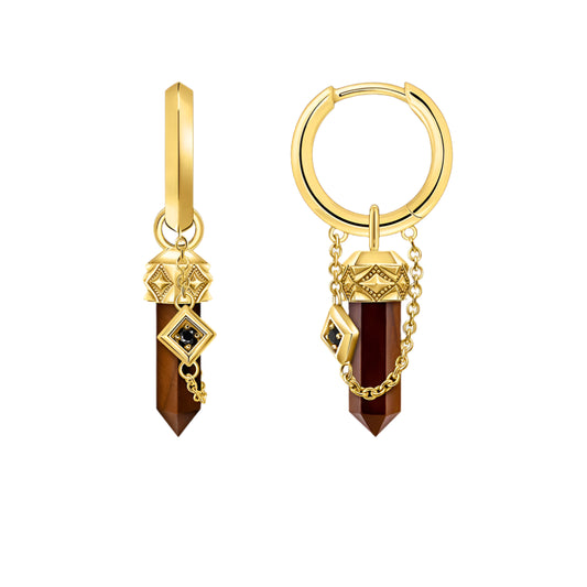 Gold Plated Hoop Earring Tiger