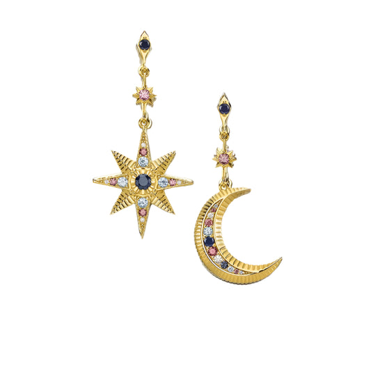 Royalty Star & Moon Drop Earrings