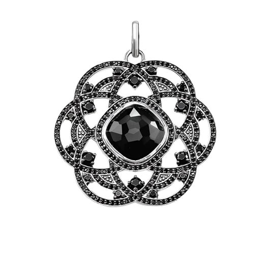 Black Rose Flower Pendant