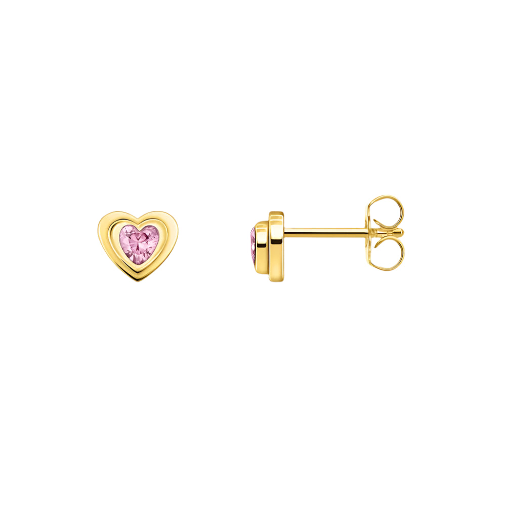 Golden Stud Earrings Love Heart