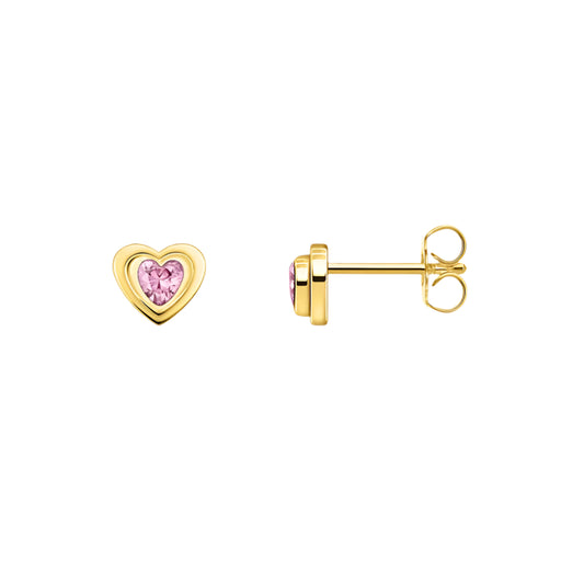 Golden Stud Earrings Love Heart