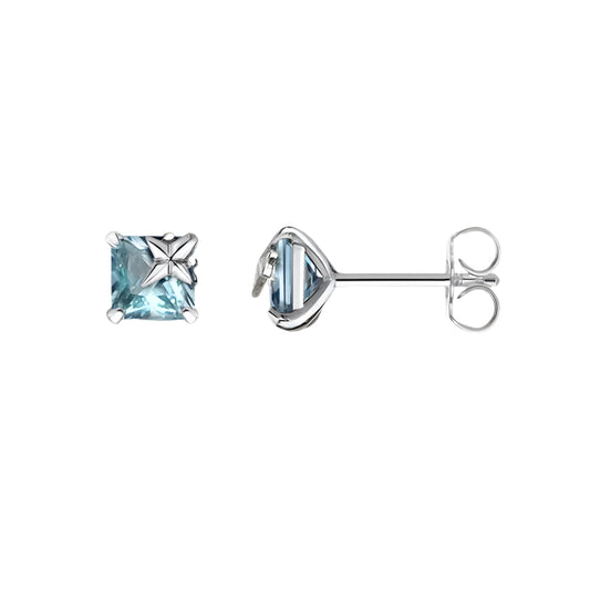 Ear Studs Aquamarine Blue Stone