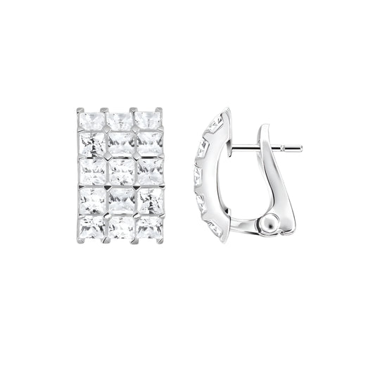 White Zircon Creole Earrings