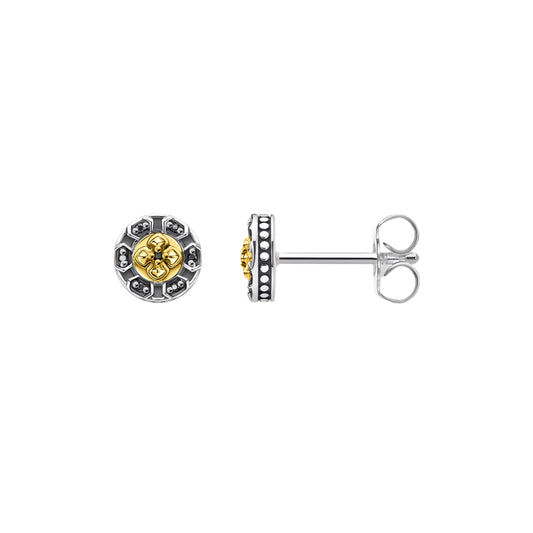 Ear Studs Cross Black Stones